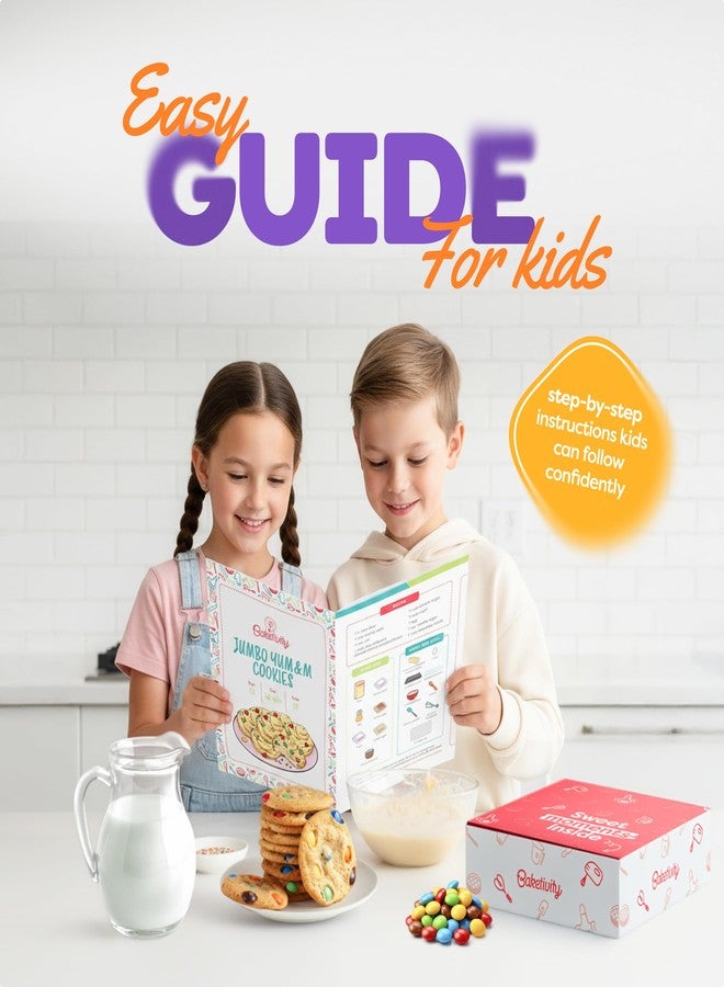 BAKETIVITY Kids Baking DIY Activity Kit - Bake Delicious Yum&m Jumbo Cookies- Real Fun Little Junior Chef Essential Kitchen Lessons, Includes Pre-Measured Ingredients and Easy to Follow Recipe. - Image 5